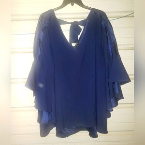 Plus Size 26/28 4X Lane Bryant blue blouse top shirt women's
